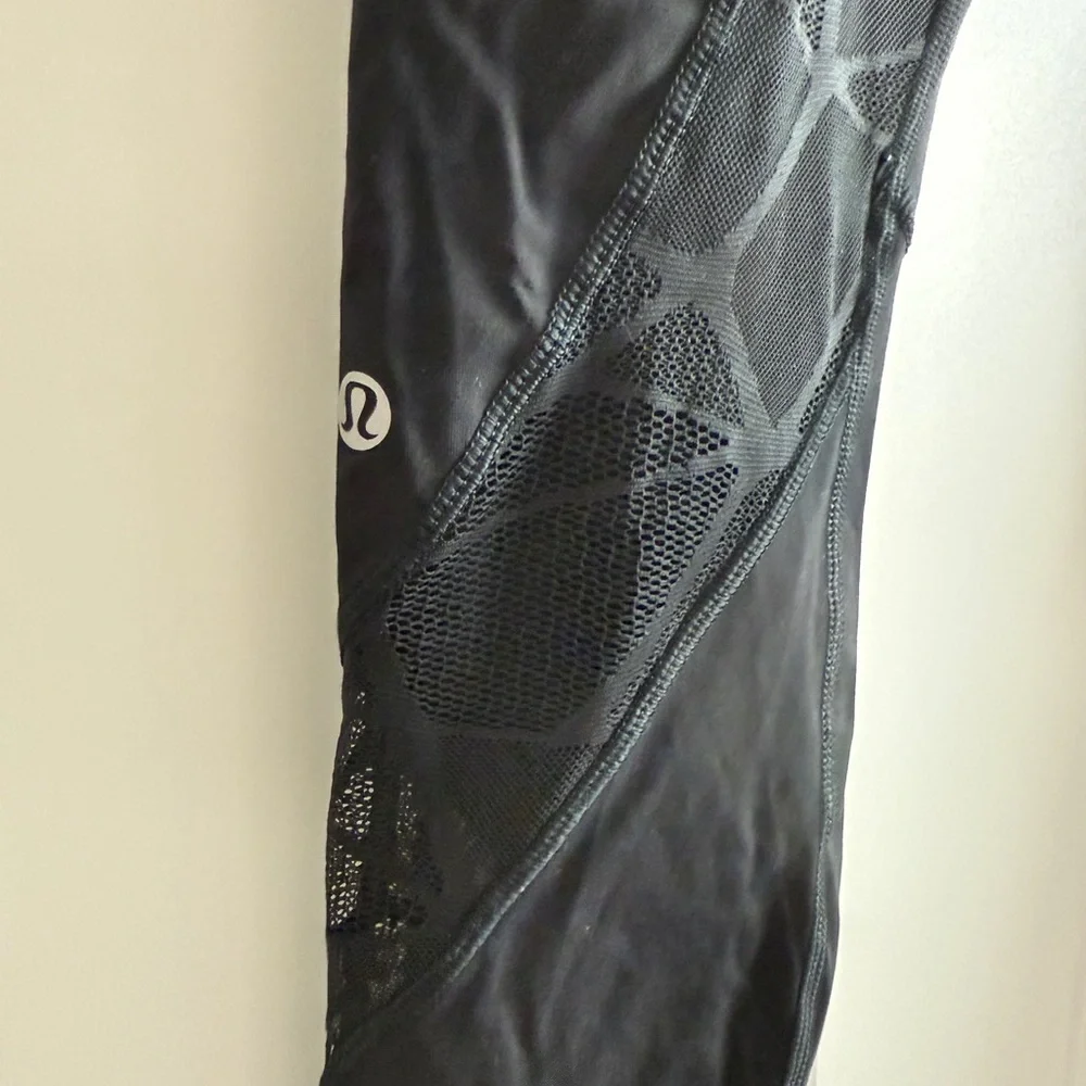 LULULEMON I RARE‎ Black Lace Goal Crusher 7/8 Length Leggings